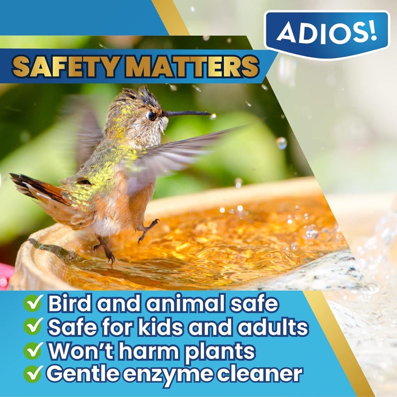ADIOS! Fountain Cleaner and Clarifier for Outdoor and Indoor Fountains – Safe for Plastic, Metal, Glass and Stone (8oz) - Image 4